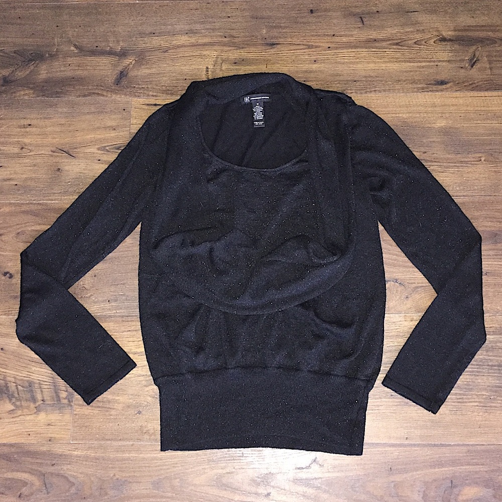 Woman’s Glittery Scoop Neck Front Sweater